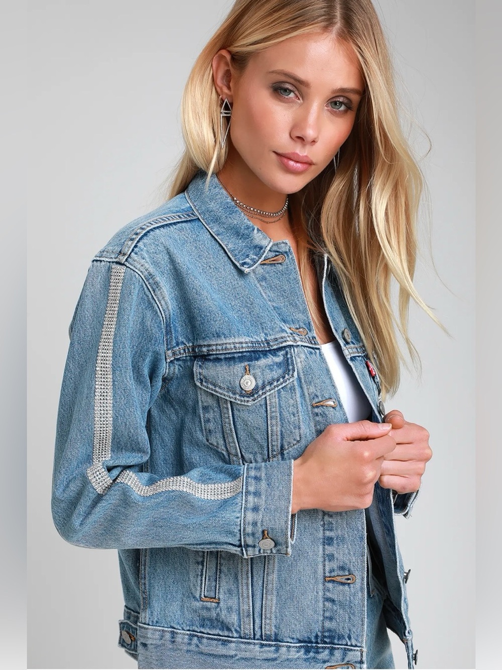 Leviโs premium denim ex-boyfriend trucker denim jacket large